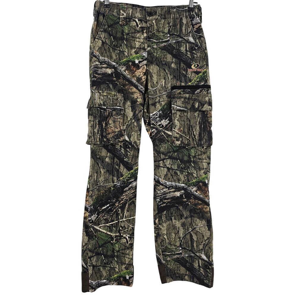Mossy Oaks Mens size S 28-30 Camo Pants Hunting Cuff Reenforced Green/Brown